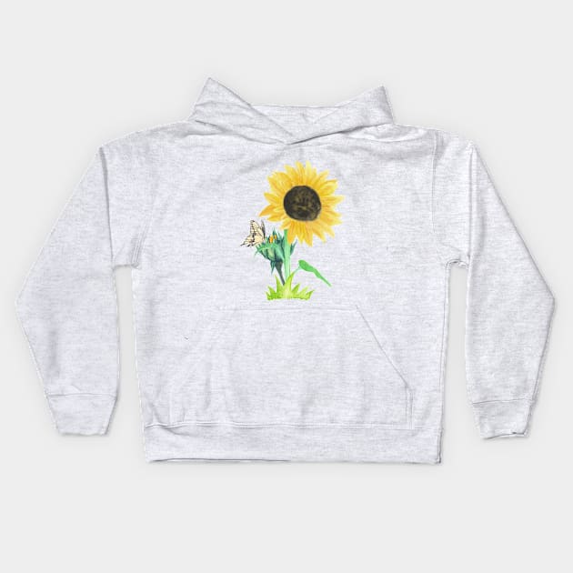 Sunflower and Butterfly Kids Hoodie by thegambertyco@gmail.com